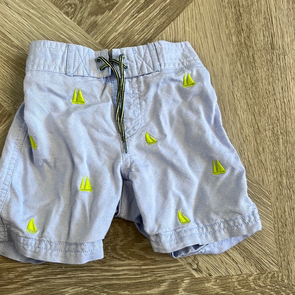 6-12 months Janie and Jack swim trunks with sailboats